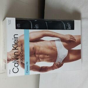 Calvin Klein Men's 100% Cotton 4 Pack Hip Brief Black Classic Fit Size XL